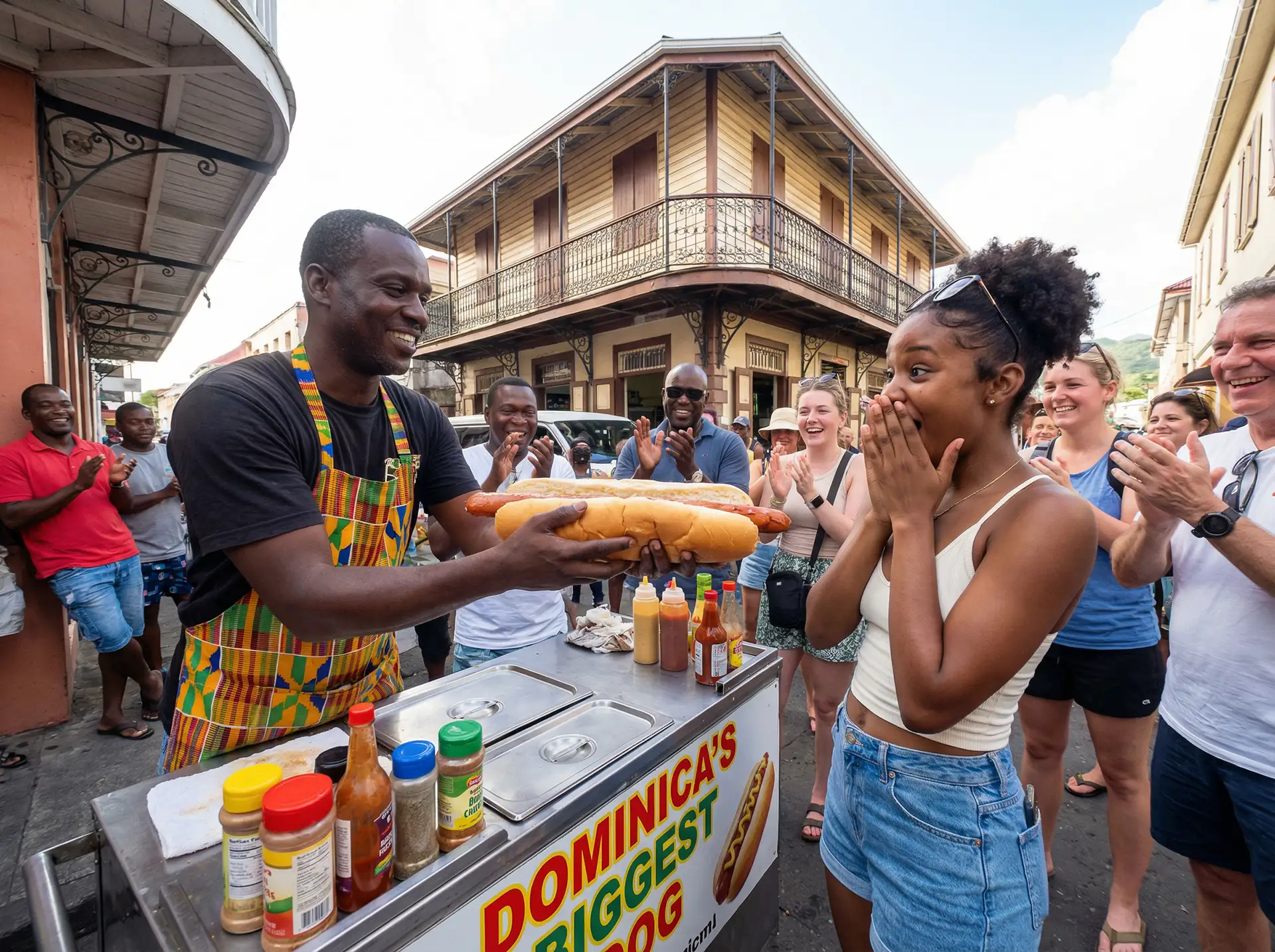 dominica biggest hot dog advertisement photo ai by derek Galon