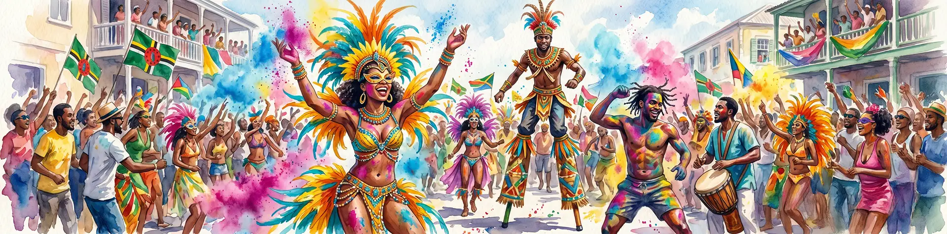 dominica carnival watercolor bannery ai by Derek Galon ERA, Dominica